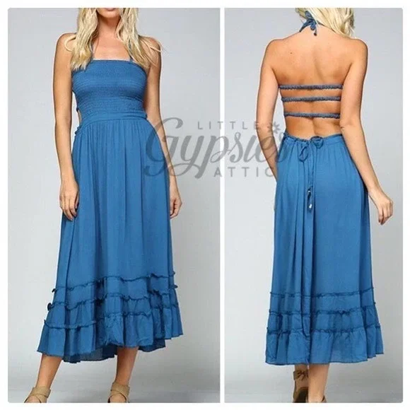 Handmade Tropical Resort Bohemian Maxi Dress - Picture 2 of 13